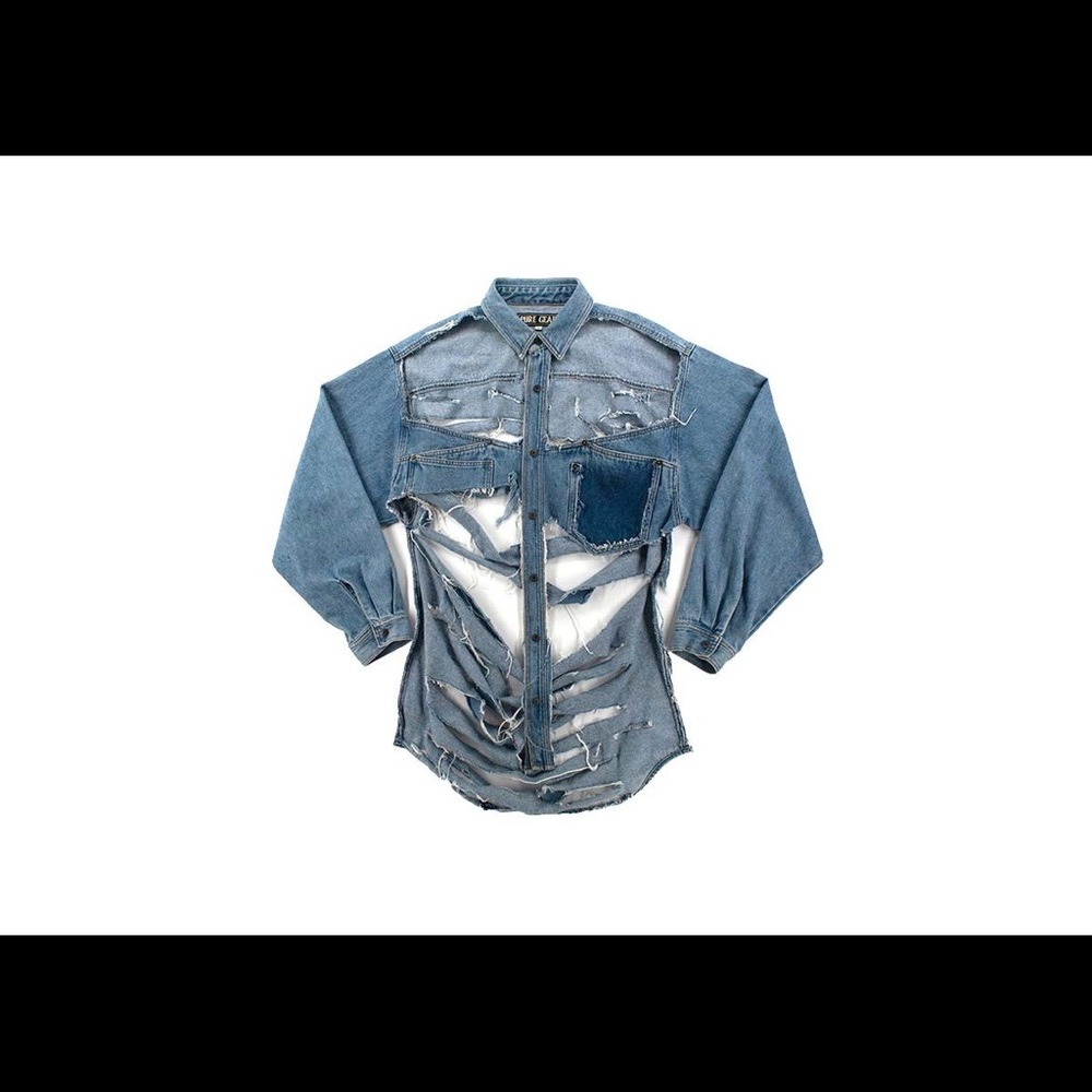 Custom Made Unisex Denim Button Up Size Large - image 1